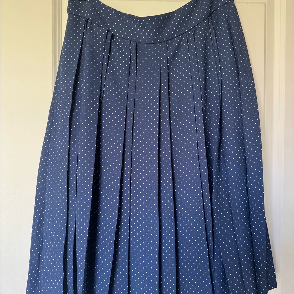 J. Crew Navy Polka Dot A-Line Skirt